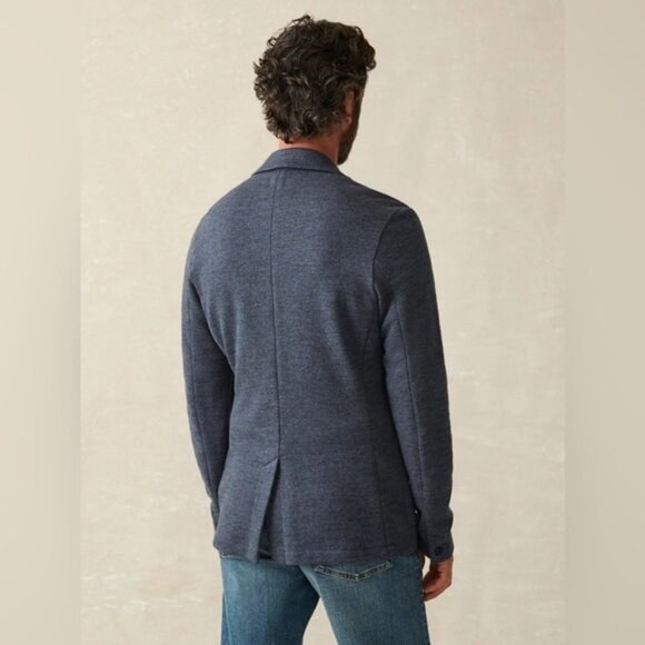 Faherty Blazer Men's Size Large Deep Navy Melange Inlet Knit Jacket Sweater - Picture 9 of 13